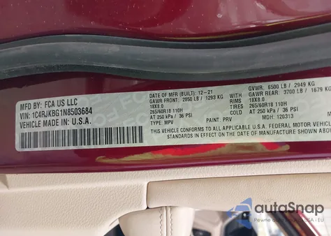 2022 Jeep Grand Cherokee L Limited 4X4 из США, поврежденный, VIN 1C4RJKBG1N8503684